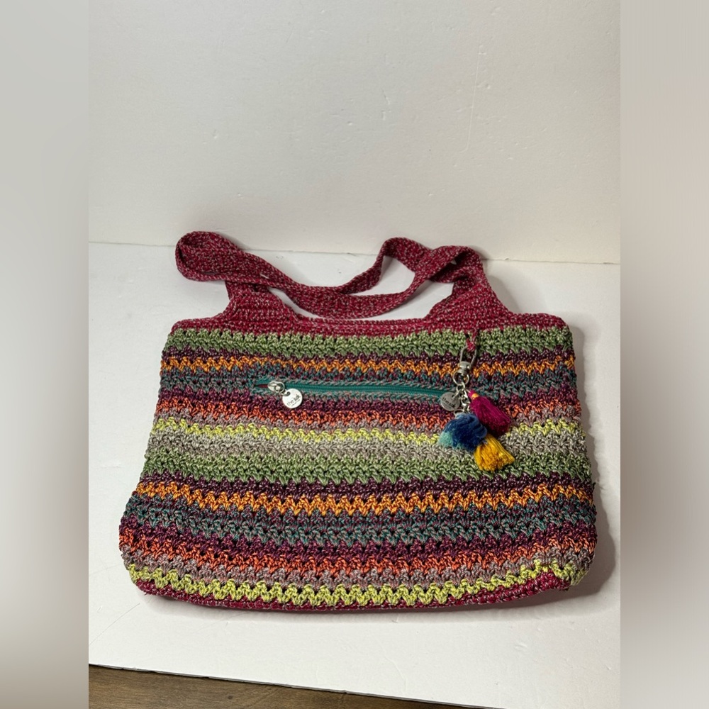 The Sak Casual Classics Multicolor Striped Crocheted Tote Handbag